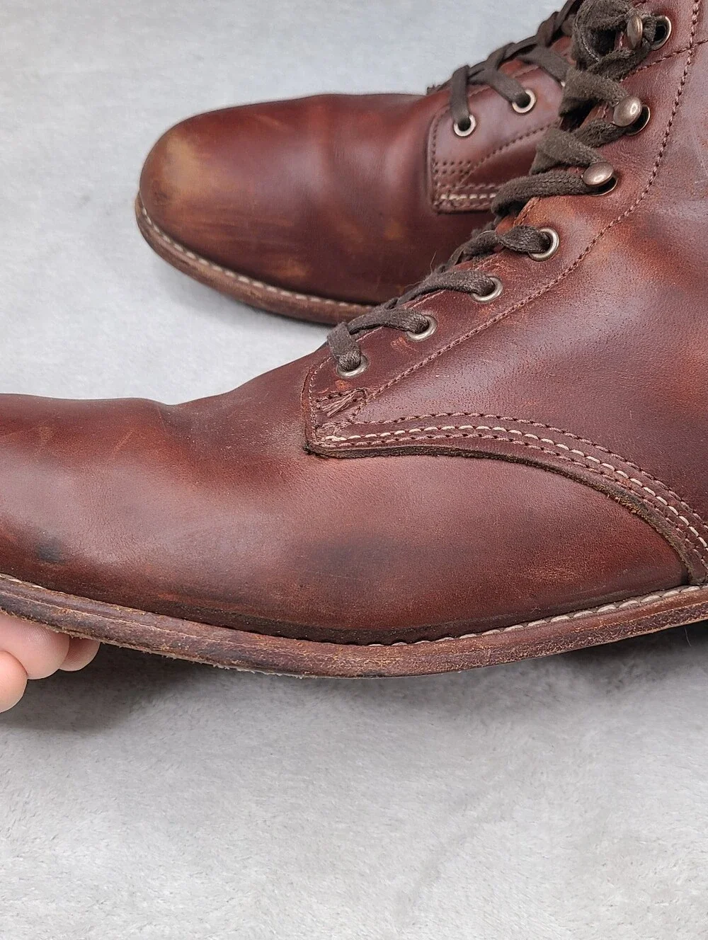 Wolverine 1000 Mile Plain Toe boots USA Made Amber Brown Men's 13 D